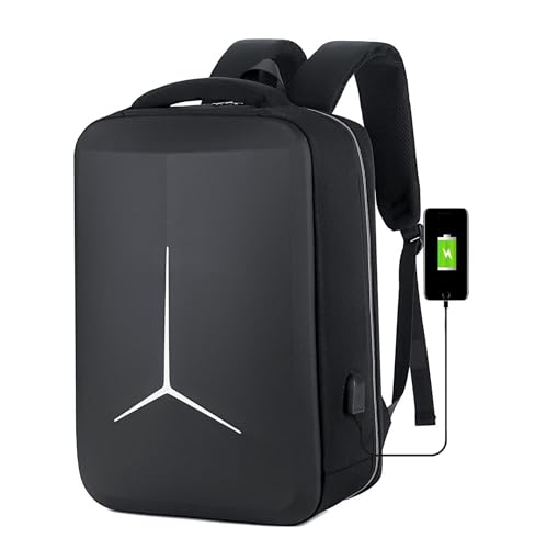 Hard Shell Business Backpack Travel Laptop backpack USB port backpack Daily laptop backpack Waterproof travel backpack (Black) - color: Black