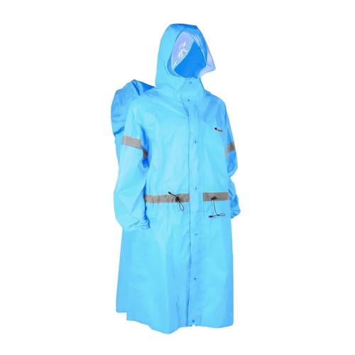 BlueField Unisex Reflective Outdoor Backpack Raincoat Rain Cover One-piece Rain Poncho Cape Jacket for Hiking Camping Cycling - color: Blue, size: Medium