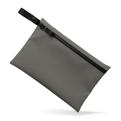 Water-Resistant Zipper Pouch, Made in Japan, 0.9ounces, Compact Tech Organizer for Cords, Cables and Daily Essentials, Multipurpose Bag, Travel Accessories and Toiletries, TOFTPOUCH, Medium size, Gray - color: Gray, style: Medium Size