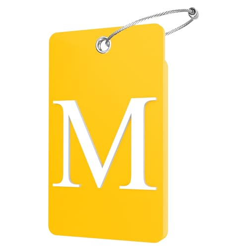 Gostwo 2 Pack Luggage Tags for Suitcases, 26 Initial Letter Travel Luggage Baggage Identification Labels ID Tag Fully Bendable Tags with Stainless Steel Loop (Yellow) (Letter M) - color: Yellow, size: Large M
