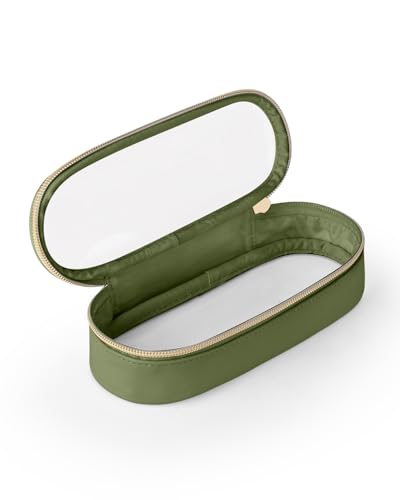 Soimeat Clear Travel Makeup Brush Holder, Leather Makeup Brush Toiletry Bag, Portable Cosmetic Brush Case, Transparent Waterproof Makeup Brush Storage Bag, Green - color: Green, size: Small