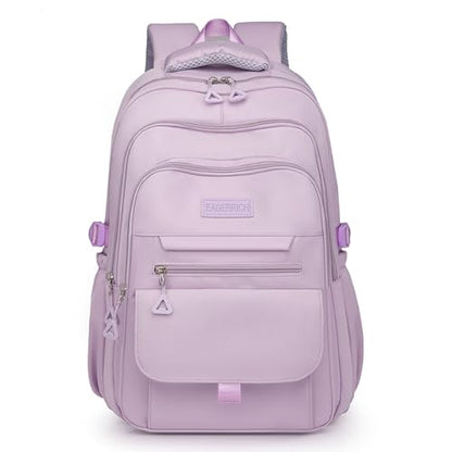 Eagerrich School Cute Aesthetic Backpack Girls Backpack for Students Kids Teen Girls Large Capacity Bookbags College Backpacks Laptop Lightweight Bookbag Casual Travel Daypacks School Bag（Purple） - color: Purple