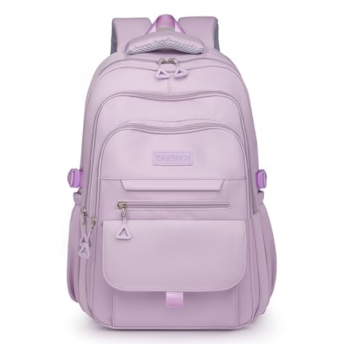 Eagerrich School Cute Aesthetic Backpack Girls Backpack for Students Kids Teen Girls Large Capacity Bookbags College Backpacks Laptop Lightweight Bookbag Casual Travel Daypacks School Bag（Purple） - color: Purple
