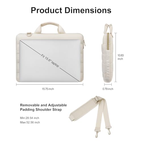 MOSISO Laptop Bag for Women, Computer Bags, Puffy Sleeve Case Laptop Shoulder Bag with Handle&Pocket
