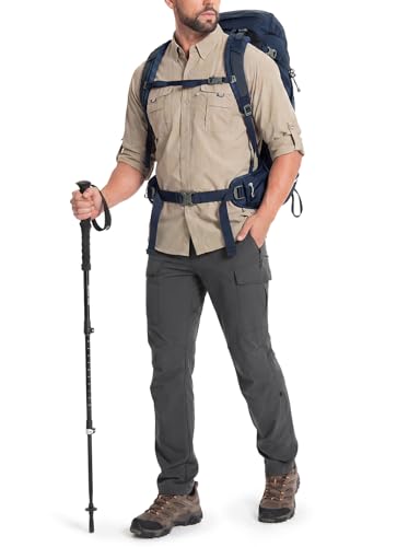 Moosehill Hiking Pants Men Stretch: Breathable Waterproof Quick Dry Lightweight Nylon Spandex Pants for Fishing Travel - color: Dark Grey, size: 30W x 30L