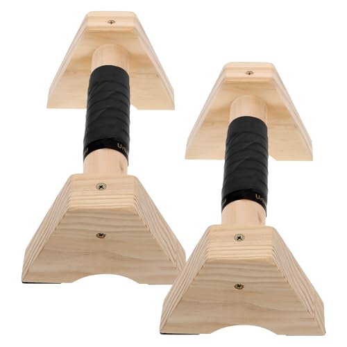 Abaodam Wooden Push up Bars Parallettes Pushup Handles Beech Wood Handstand Bars 30cm Pair Calisthenics Equipment for Men Women Floor Workout Strength Training
