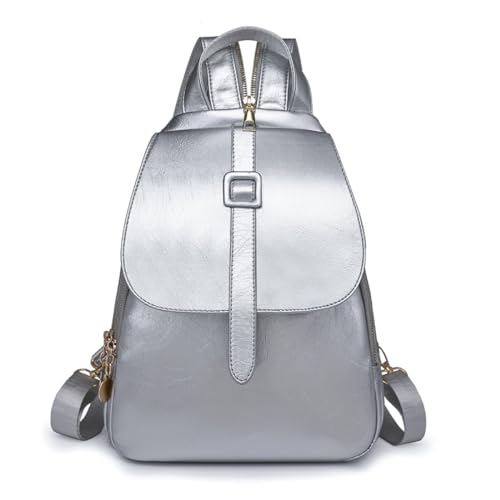 YANAER Mini Backpack for Women PU Leather Anti-theft Small Fashion Cute LightWeight Daypack for Work Travel Daily Silver - color: Silver
