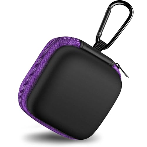 Square Earbud Case Portable EVA Carrying Case Storage Bag Cell Phone Accessories Organizer with Carabiner for Earphone, Earbud, Earpieces, SD Memory Card, Camera Chips, Tech Pouch, Purple - color: B2-Square Purple