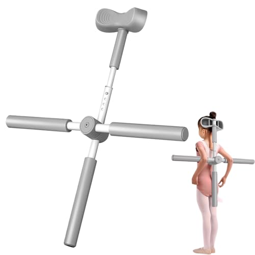 Back Stretcher Stick, Full Frame Mobility Pole, Range Control Using Support Bar, Controlled Movement Conditioning Device, Rehab Pole with T Shape, Training Gear for Sports Studios - color: Gray