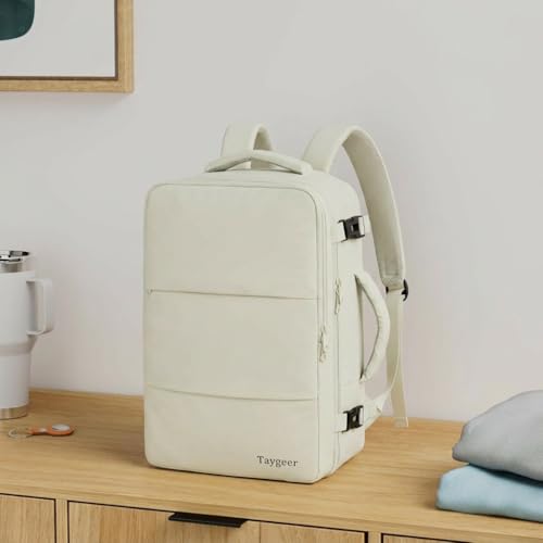 Taygeer Travel Backpack for Women, Carry On Backpack with Shoe Pouch, TSA 15.6" Laptop Back Pack Flight Approved, College Gym Bag Casual Daypack for Weekender Business Hiking,Beige | TSA 15.6" Laptop Back Pack Flight Approved, College Gym Bag Casual Daypa