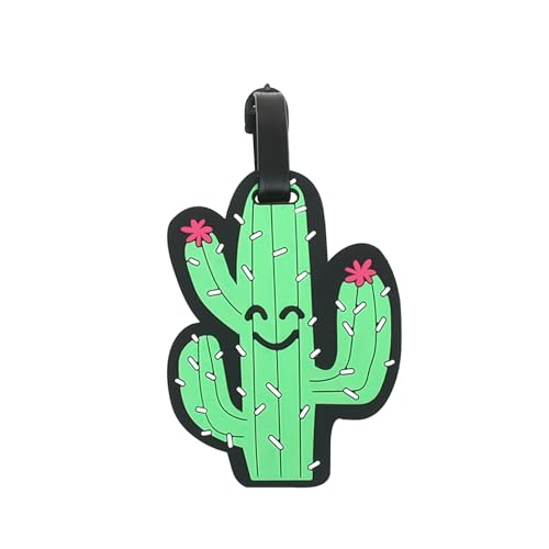 Cute Silicone Luggage Tag for Women Men Unique Travel Bag Tags Funny Colorful Identifier Suitcase Label (Cactus) - color: Cactus