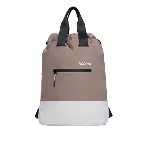VOORAY 23L Flex Cinch Drawstring Backpack, Neutral Color Block – Lightweight Travel Bag, Sports Gym Backpack for Women & Men, Weekender Bag - color: Neutral Color Block
