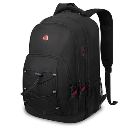 Goloni Laptop Backpack for Men Women, 17 Inch Travel Backpack with USB Charging Port, Water Resistant Lightweight Backpack with Compartments, 30L Casual Daypack,Black/Red - color: Black Red