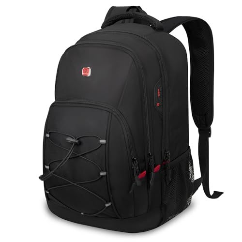 Goloni Laptop Backpack for Men Women, 17 Inch Travel Backpack with USB Charging Port, Water Resistant Lightweight Backpack with Compartments, 30L Casual Daypack,Black/Red - color: Black Red