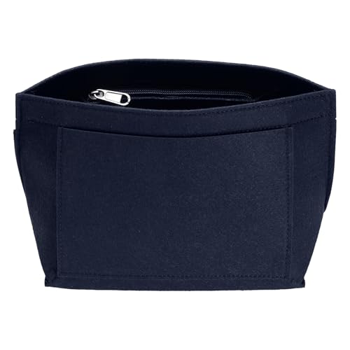 uxcell Purse Organizer Insert, Small Felt Handbag Organizer Bag Storage & Finishing Inner Bag Liner with Zipper for Chic Backpack Tote Shoulder Bags, Navy Blue - color: Navy Blue, size: Small