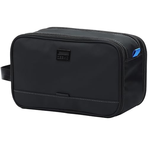 ZEEMO Travel Toiletry Bag for Men, Medium Water-Resistant Double-Sided Full-Open Dopp Kit, Versatile Organizer for Shower and Hygiene Accessories, Bathroom Essentials, Cosmetics, Black - color: Black, size: Medium