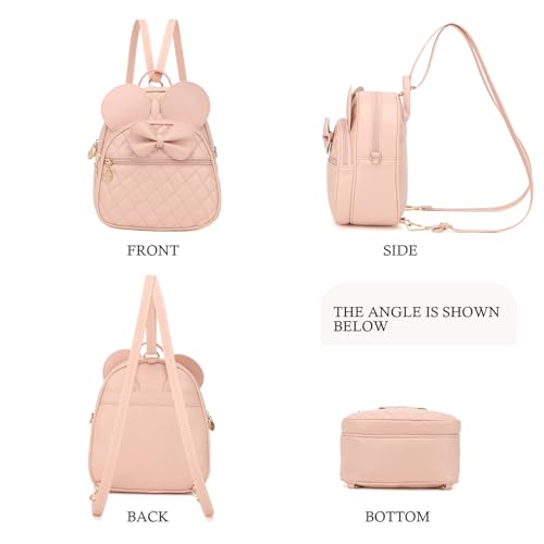 KL928 Girls Mini Backpack Bowknot Polka Dot Cute Small Daypacks Convertible Shoulder Bag Purse for Women - color: Dx-apricot