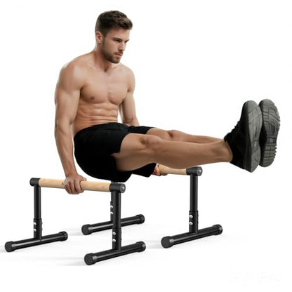 RELIFE REBUILD YOUR LIFE Dip Station Functional Heavy Duty Dip Stands Fitness Workout Dip bar Station Stabilizer Parallette Push Up Stand - color: Black-04