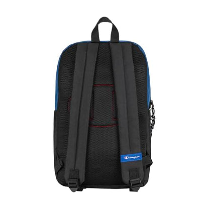 Champion Manuscript Backpack with Padded Adjustable Straps, Water Bottle Pocket for Work, Travel, Daily Use - color: Blue