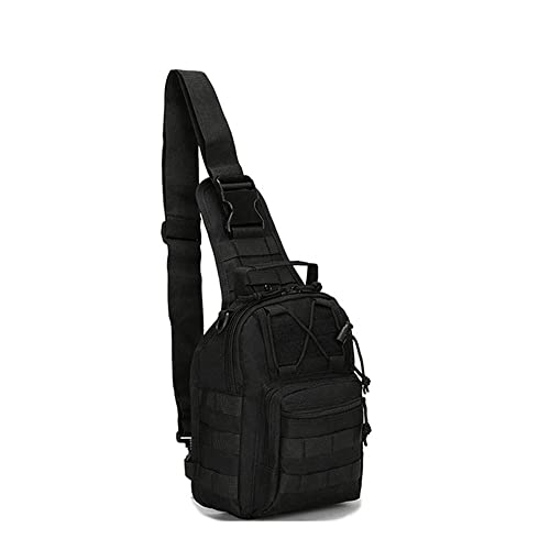 Outdoor Sports Hiking Sling Bag Shoulder Pack Camouflage Tactical Molle Combat Chest Bag - color: Black
