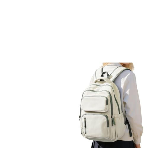 School Backpack for Women Men Lighweght Middle School Bookbag Casual Daypack Classic Collge High School Backpack Waterproof Travel Daypack - color: Beige&green