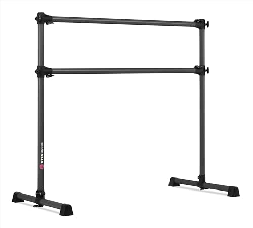 VITA Barre Portable Freestanding Double Ballet Barre, Prodigy, Aluminum | Adjustable Height, USA Made, Home or Gym Exercise Equipment for Kids & Adults | Dance, Fitness, Pilates - color: Dark Mystic Gray, style: 4 Ft