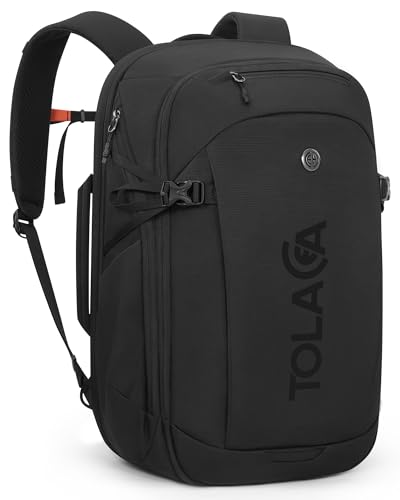 Tolaccea Travel Laptop Backpack 32L, TSA Friendly Flight Approved Computer Work Business Bag, Water-resistant Carry on Luggage, Durable Casual Daypack College Rucksack for Men Women - color: Black