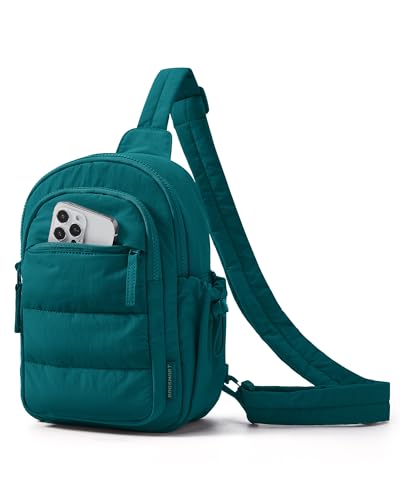 BAGSMART Small Sling Bag for Women, Puffer Crossbody Bag Purses Hobo Handbag Fanny Packs for Travel Hiking - color: Deep Marina