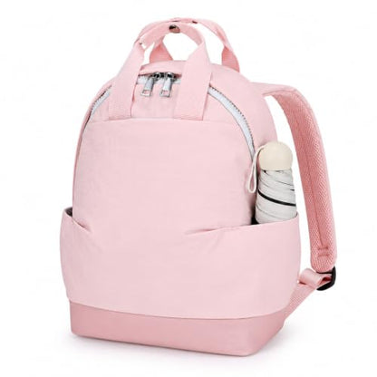 Backpack for Women Fashion Small Bookbag, Water Resistant Lightweight Nylon Daypack for Travel, Hiking & Daily Use - color: Pink