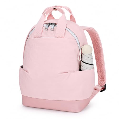 Backpack for Women Fashion Small Bookbag, Water Resistant Lightweight Nylon Daypack for Travel, Hiking & Daily Use - color: Pink