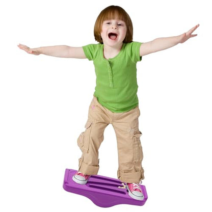 Kids Rocking Seesaw Balance Board with 5 Wooden Balls Sensory Training Rocking Board Balance Training Equipment Children Indoor Outdoor Activity Toy - color: Purple