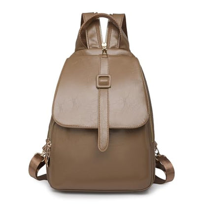 YANAER Mini Backpack for Women PU Leather Anti-theft Small Fashion Cute LightWeight Daypack for Work Travel Daily Brown - color: Brown