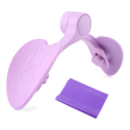 Pelvic Floor Muscle Trainer with Resistance Band, Hip & Pelvic Trainer Kegel Exerciser,Adjustable Inner Thigh Trainers Exercise Workout Equipment for Muscle Strengthening & Toning - color: Purple