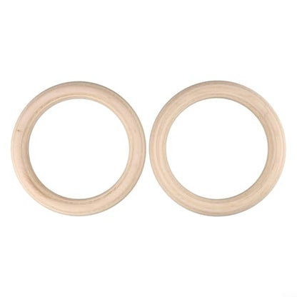 2Pcs Wood Gymnastics Rings Set, Solid Birch Wooden Training Rings for Adult Home Fitness Pull Ups Bodyweight Exercises Strength Training (25mm 19cm)