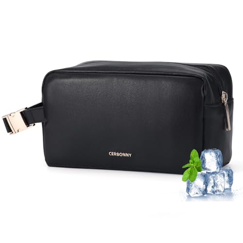 Small Cooler Bag,Freezable Snack Bag,Lunch Bags For Women,Built-in Ice Packs to Keep Food Fresh,Mini Cooler,Breastmilk Cooler,Suitable For Work and Travel - color: PU Black
