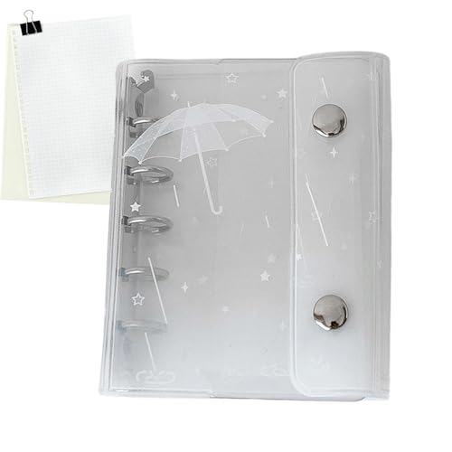 Binder Cute - 6-Hole M5 Clear Portable Cute Binder,Pocket Planner Cover | for School Home Study Work Business Travel Daily Weekly Monthly Filing Desk Backpack Purse Tote