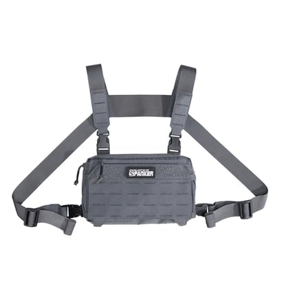 EXCELLENT ELITE SPANKER Tactical Chest Rig Pack EDC Chest Bag Molle Utility Chest Pouch for Outdoor Hunting Workouts Hiking - color: Grey