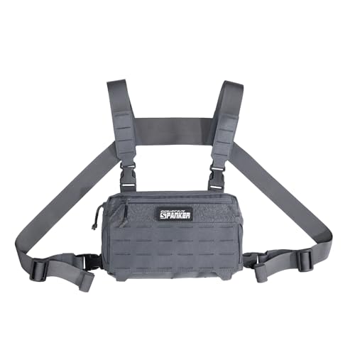 EXCELLENT ELITE SPANKER Tactical Chest Rig Pack EDC Chest Bag Molle Utility Chest Pouch for Outdoor Hunting Workouts Hiking - color: Grey