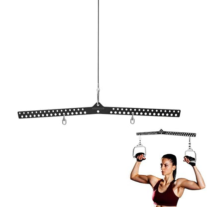 Multi-Grip LAT Pull Down Bar Hardened Powder-Coated Finish, 360° Rotating Stainless Steel Adapter, Neutral & Wide Grip Spreader Bar for Pulley System Gym & Cable Machines - color: BLACK-38in