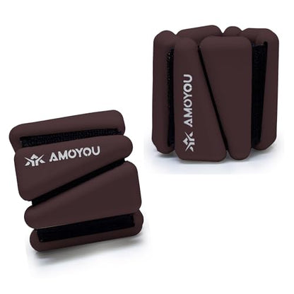 AMOYOU Wrist & Ankle Weights for Women – 2 lb Ankle Weights (Set of 2, 1 lb Each) | Arm Weights for Women | Leg Weights for Walking, Yoga, Cardio & Strength Training - color: Espresso