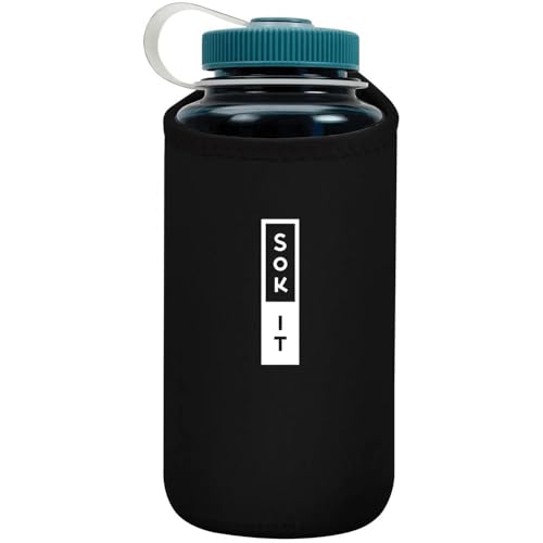 Sok It BotlSok Water Bottle Sleeve Insulated Neoprene Cover (Black, Fits 32oz Nalgene) - color: Black, size: Fits 32oz Nalgene