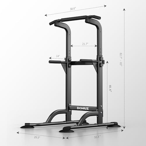 DONIUZ Power Tower Pull Up Bar and Dip Station, Multi-Function Home Gym, Strength Training Fitness Equipment, Height Adjustable - color: Black