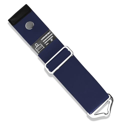 2-in-1 Travel Belt for Luggage Straps Over Handle for Add a Bag, Adjustable Travel Luggage Belt Strap with Alloy Buckle Elastic Belt for Carry On Bag, Suitcase Strap Travel Accessories(Navy Blue) - color: Blue
