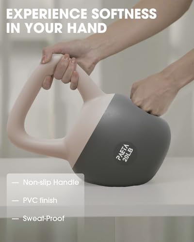PAETA Soft Kettlebell for Home Fitness – Anti-Slip Grip & Wide Handle Design,Soft Kettlebell Set, Gentle Floor-Friendly Impact – 10lbs, 15lbs, 21lbs, for Home Functional Training - color: 45lbs White
