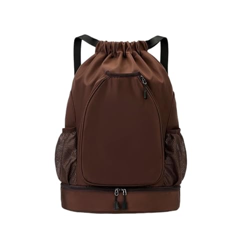 Multifunctional sports bag, backpack, independent shoe compartment, can hold basketball, badminton and tennis(Brown) - color: Brown