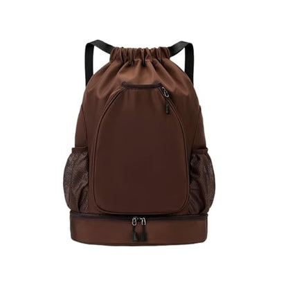 Multifunctional sports bag, backpack, independent shoe compartment, can hold basketball, badminton and tennis(Brown) - color: Brown