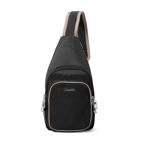 Baggallini Securtex Anti-Theft Daytripper Sling - color: Black/Neutral