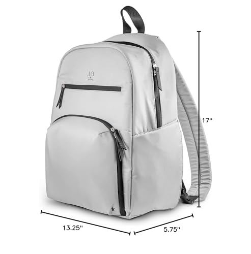 JuJuBe JJB New Deluxe Diaper Bag Backpack with Portable Changing Pad, Stroller Straps, Large Travel Backpack for Boy or Girl, Carrying Baby Bottles, Diapers, Pacifiers, Grey - color: Grey