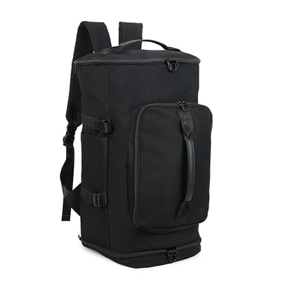Gym Duffle Bag Backpack for Men Women with Shoes Compartment Waterproof Large Travel Duffle Bag Weekender Overnight Bag with Wet Pocket (005-Black)