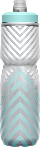 CamelBak Podium Chill Bike Insulated Squeeze Water Bottle Grey/Teal Stripe, 24oz - color: Grey/Teal Stripe